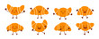 © oksanagrytsyuk - Croissant mascot characters with expressive emotions and playful poses. Bright orange pastry icons and cute food characters in a clean modern illustration style, croissant character set