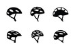 © MdTaz - Vector cycling helmet silhouette set vector icons for safety