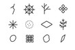© May - Frozen Microstructure Icons. Frozen microstructures. Line outline icon set of Frozen microstructures: micro