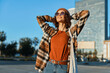 © SHOTPRIME STUDIO - woman portrait in city at golden hour, candid lifestyle capture of a smiling model in casual fashion. Authenticity, mindful living and emotional storytelling shape an urban golden hour glow and