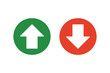 © Shahzad - Two circular icons, one green with an upward arrow and one red with a downward arrow.