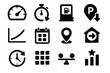 © elena - Symbol time gauge transit optimization badge metrics vector curve cost icons minimization