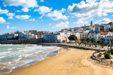 Scenic view of Vieste, a charming seaside town on Italy’s Gargano Peninsula, with sandy beach and whitewashed houses, Apulia, Italy