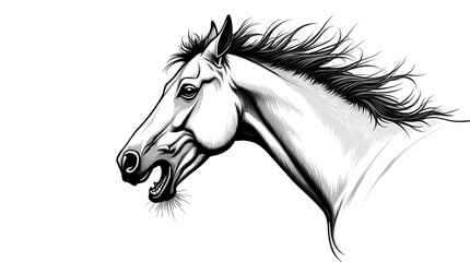 Naklejka na meble Roaring White Horse Digital Sketch