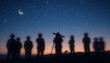 © Shelvina - Starry Night Gathering  Silhouette of People Observing the Cosmos