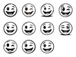 © MdLuthfur - Hand drawn winking emoji set. playful and happy cartoon smileys isolated.