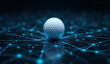 © Tromistudio  - Modern golf ball resting on a futuristic network with glowing connections, representing precision, technology, and high performance in sports and business