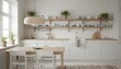 © Hamky - Modern Scandinavian Kitchen Interior Design with White Cabinets and Wooden Table