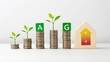 © Asad - Financial growth concept with energy efficient house and coin stacks.