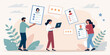 © Umar - Team analyzing candidate profiles for job openings, talent acquisition and professional recruitment services, a modern and dynamic business concept illustration
