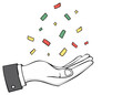 © Sheremeta - Businessman hand tossing colorful confetti in a successful celebration cartoon illustration