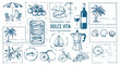 © 爱心 - Dolce Vita Italian lifestyle sketch collection with food, travel, and nature elements