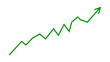 © LionStudio - Green arrow fluctuated graph line chart moving up concept of stock market business growth, financial profit, economic growth. Business grow up arrow sign. Vector illustration.