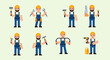 © Miracle - Construction Workers with Tools Set Diverse Handymen Poses for Building and Renovation Projects