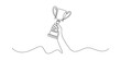 © Icon_gallery - Winner's trophy held by a hand in continuous line art drawing