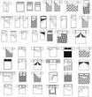 © Riki - A comprehensive set of top-view vector icons illustrating various bed types, sizes, and bedding layouts for architecture and interior design plans.