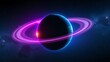 © Ryo - A colorful planet with glowing rings floating in deep space, evoking cosmic wonder and mystery.