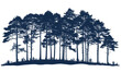 © Perfect Vector - Detailed silhouette of pine and fir trees forest on hill side view isolated on white background in vintage monochrome style vector clipart for nature design and outdoor concepts