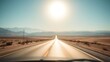 © Nijika - Desert highway under bright sunlight, empty road leading to the horizon, evoking a sense of adventure and solitude.