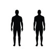 © hallart - Two full body male silhouettes standing isolated on pure white