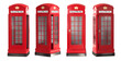 © POSMGUYS - Set of classic red telephone booths. Photo of british red telephone booth isolated on transparent background. Png