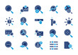 © Luckyicons - Search thin solid icon set. Containing find, seo, explore, investigate, search employee, search bar, research, look for. Vector illustration