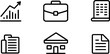 © Artem - Minimalist line art business icon set featuring graph, briefcase, and documents for modern design