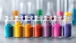 © SynthiView - Colorful pigments in glass vials, showcasing a vibrant spectrum of hues.