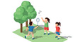 © Sapphire - Kids playing badminton outdoors in a park setting