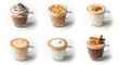© Vidya Rahmandari - Variety of coffee drinks on white background studio shot