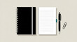 © Ryoma - Blank Notebook and Pen Top View Mockup