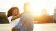 © Prostock-studio - Enjoy moment. Loving couple hugging at sunset, copy space