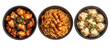 © Abdur - Three bowls side by side honey garlic chicken flying over bowl on transparent background