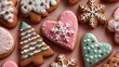 © Viktoriia - Festive decorated cookies arranged on a pink surface during the holiday season