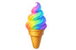 © PNG Kingdom  - Rainbow soft serve ice cream cone with glitter, showing a colorful sweet dessert perfect for celebrations and fun events