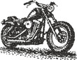 © deltapulp - Classic chopper motorcycle illustration created with a dynamic particle stipple vector effect. Side view of a custom bike for themes of freedom and road culture.