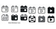 © Coosh448 - Black and white online workshop icons set with play and calendar designs