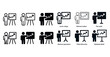 © Coosh448 - Diverse black-and-white business presentation icons set