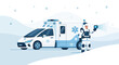 © SAPRI - Emergency response team and futuristic ambulance navigate snowy winter landscape to save lives