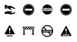© Meylia - Collection of Safety and Prohibition Signs, Black and White Vector Icons Set Isolated