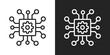 © kang somad - Chip Network Icon In Line Version On Black And White Background