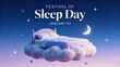 © shen - Cloud bed and elements of stars and moon represent sleep festivals, dreamy rest, and health concepts, suitable for sleep health education and lifestyle promotion materials.