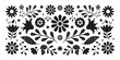 © Tusar - Black and white floral pattern with folk art style flowers and stars
