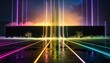 © birth7 - 夜空に輝く光のラインが連なる壮大な背景壁紙のデザイン構図
