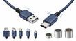 © Karan - Blue usb typec cable and connectors isolated on white background
