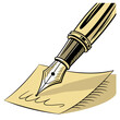 © asma - Illustration of a fountain pen writing on a sheet of paper