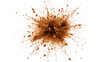 © MDZAHANGIR - High-speed photograph capturing brown powder exploding against a white backdrop, with fine particles dispersing dynamically, showcasing frozen motion and a sense of impact and energy.