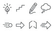 © Hanna - Minimalist icon set featuring lightbulb, stairs, pencil, thought bubble, and arrows