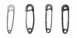© Roni - Hand drawn safety pins in different styles on white background