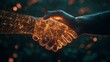 © Harry - Powerful handshake signifies digital partnership and innovation, showcasing technology's impact on business collaboration and futuristic connection